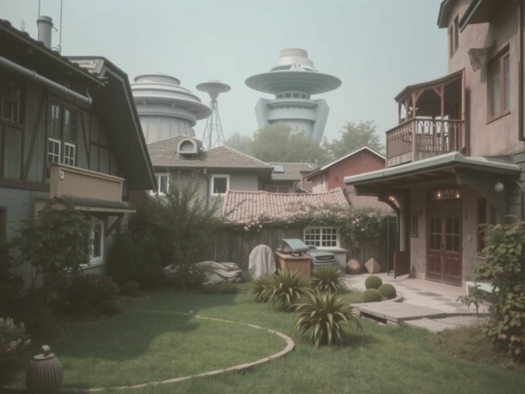 Alsatian Zen Courtyard with Alien Industrial Architecture