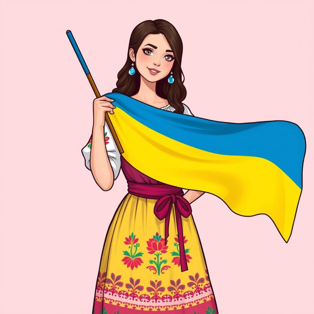 Traditional Ukrainian Beauty Waves Ukrainian Flag in Pastel ...