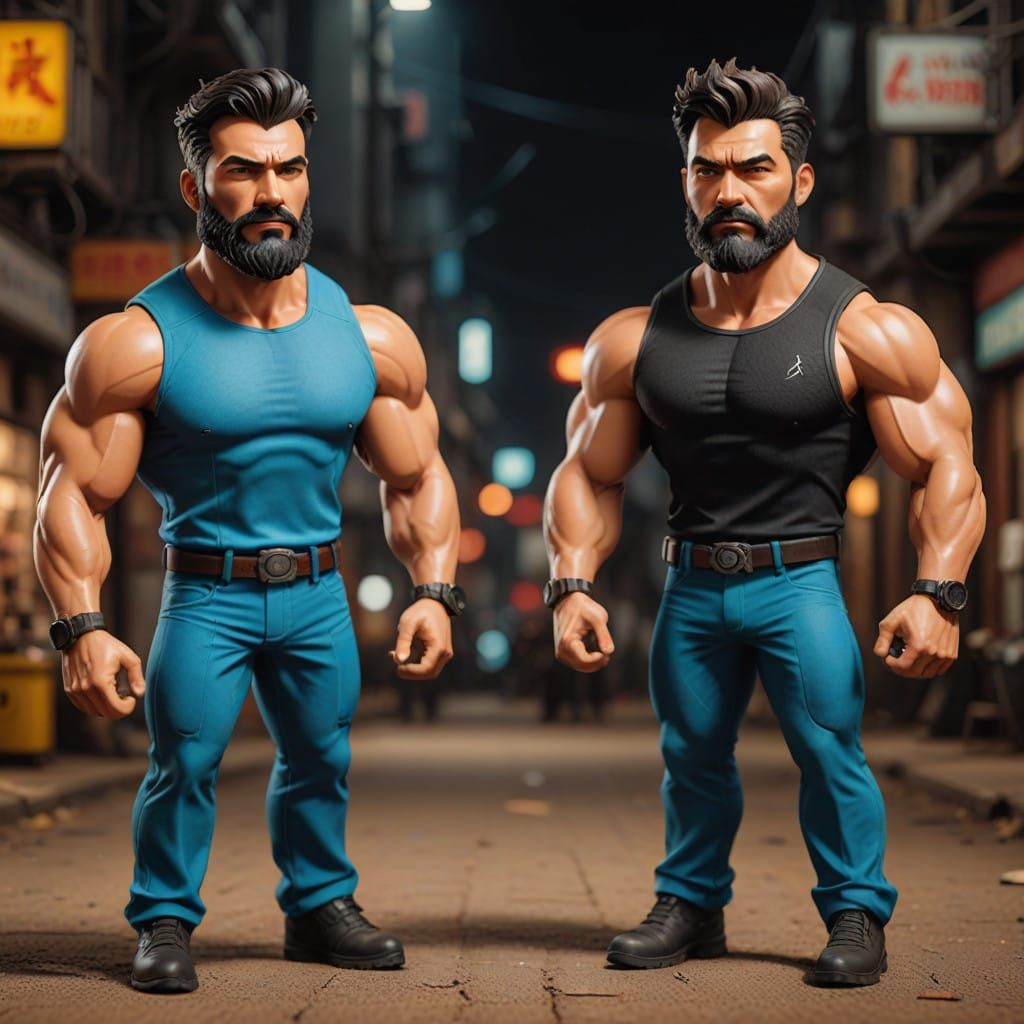 Hirsute Bearded Muscle Dolls in Hyperrealistic Art