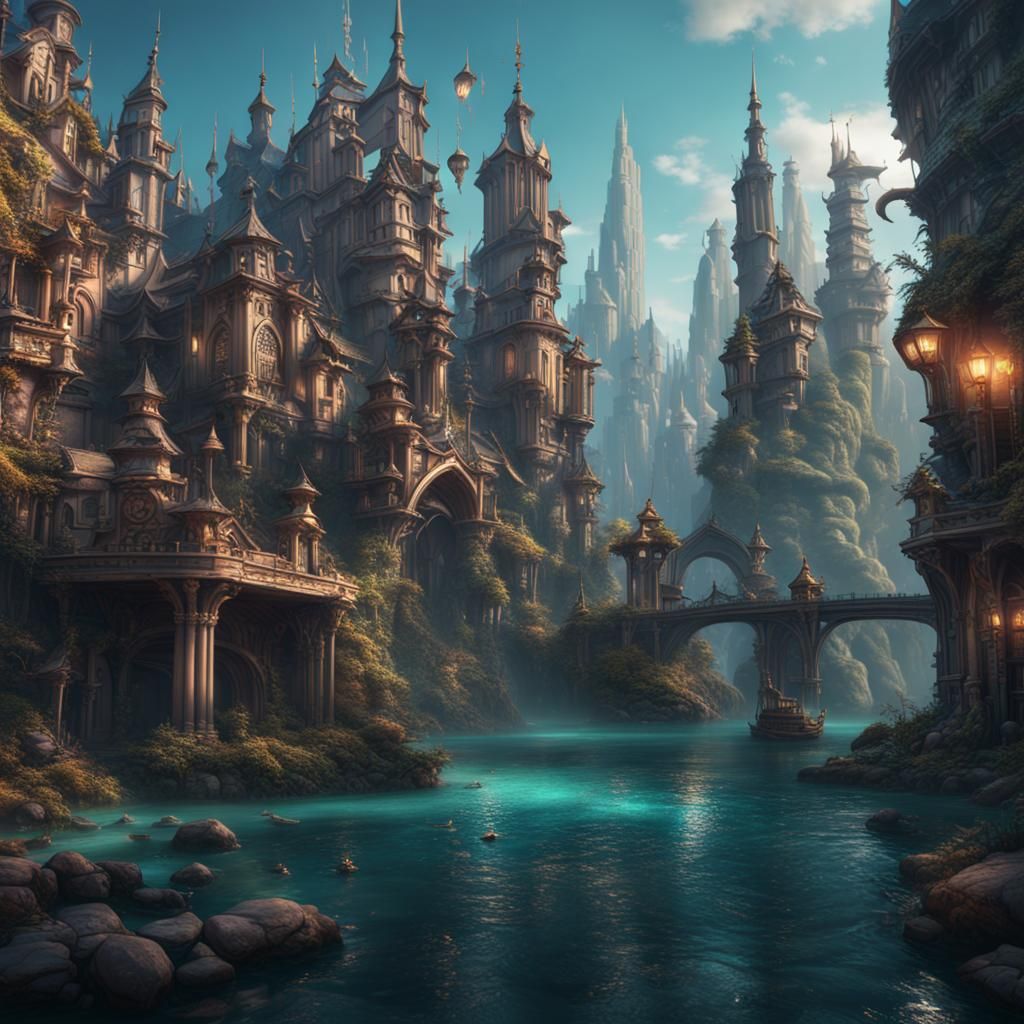 Fantastical Mermaid City Concept Art