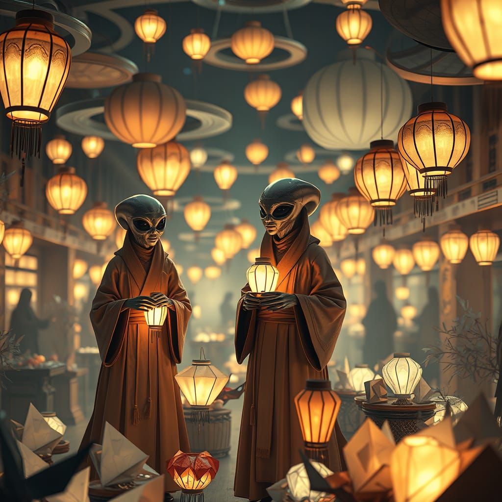 Alien Merchants in Floating Zero-Gravity Bazaars