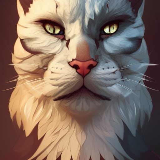 Detailed Cat-Man Portrait in Trending Art Style