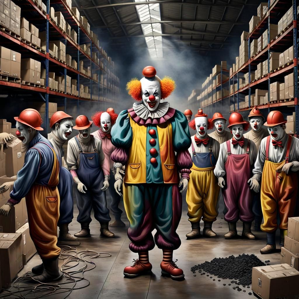 Clown Preachers vs. Coal Miners: Spooky Warehouse Art