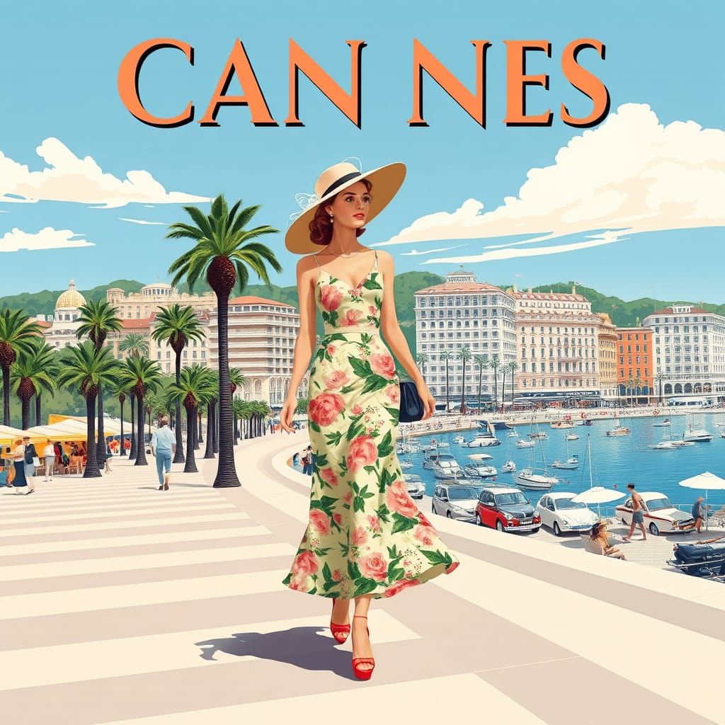 Vintage Travel Poster: Cannes, France in 1940s Style