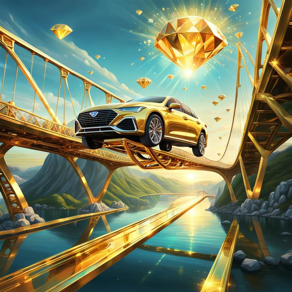 Realistic Fantasy Art of Telekinetic Human in Golden Car Ove...