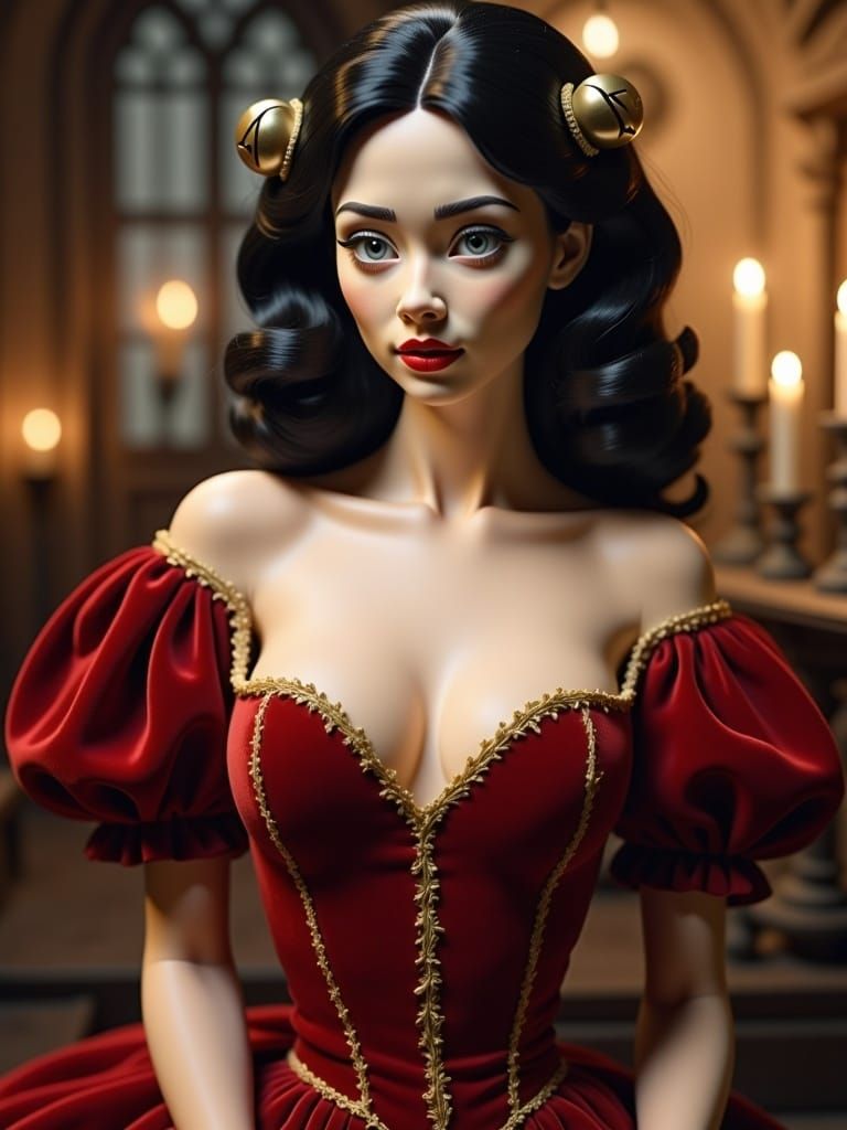 Elegant Female Jester in Classical Vintage Setting