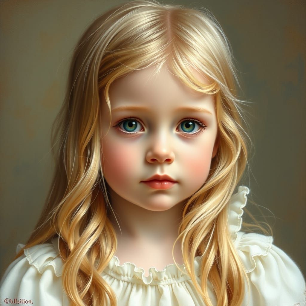 A Cherubic Child with Angelic Gaze, in a Whimsical Impressio...