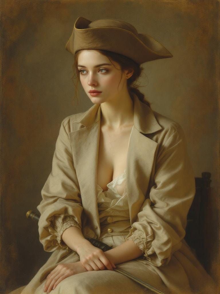 Pirate Woman Portrait in Tonalist Style