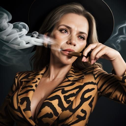 Woman Smoking Cigar in Limousine: Professional Portrait