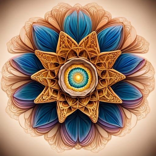 Abstract Vector Fractal Mandala with 3D Shading