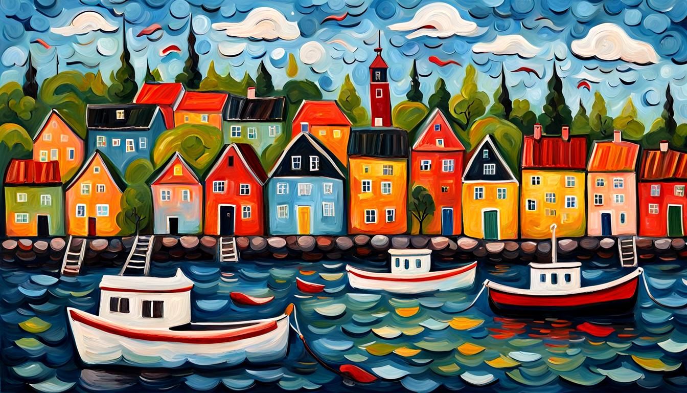 Naive painting impasto art