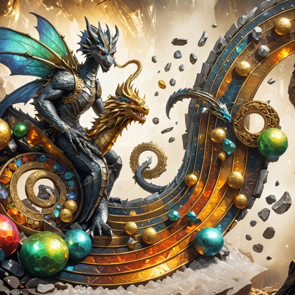 Majestic Dragon on Treasure Pile in Fantasy Art