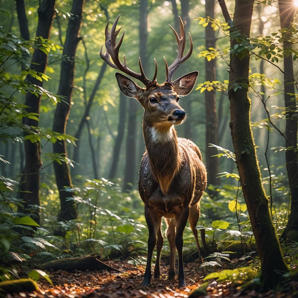 Deer and Dragon Hybrid in Forest: Professional Photography