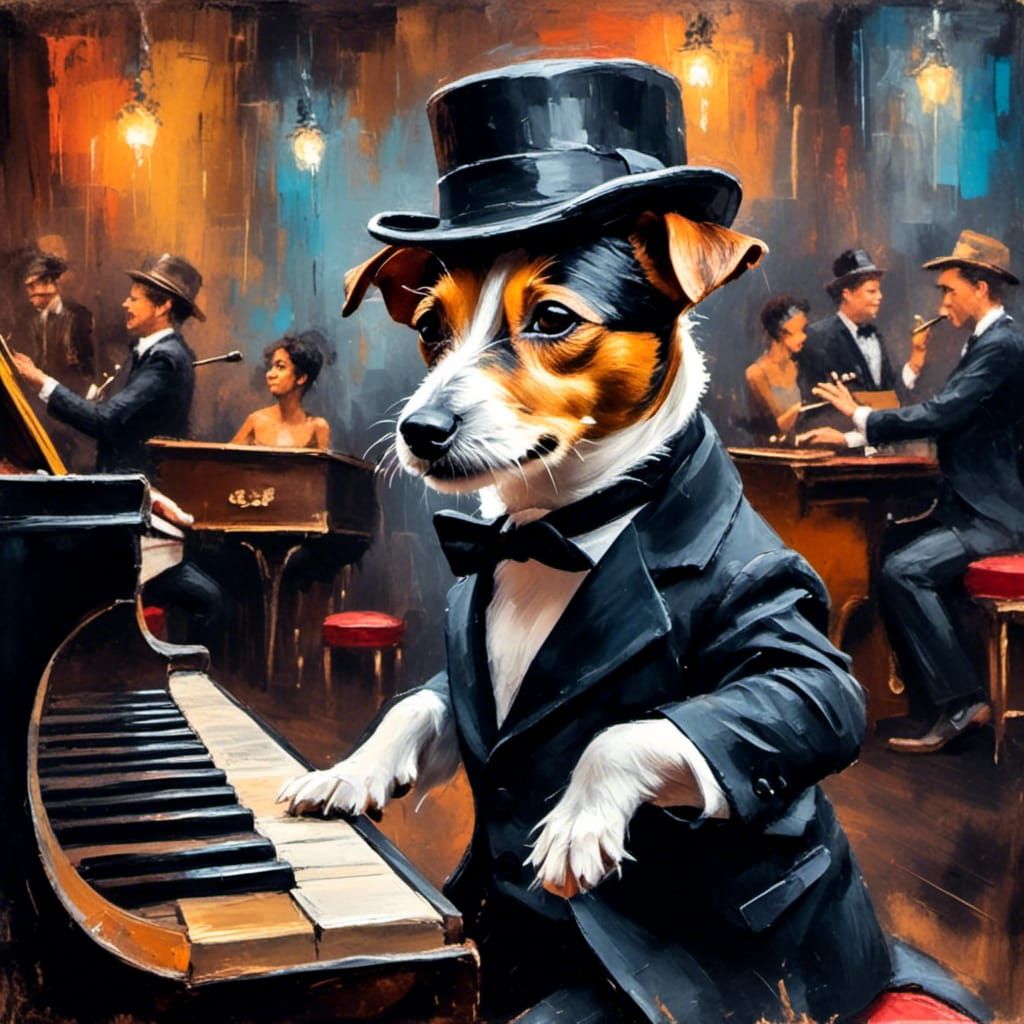 Jack Russell Terrier Plays Piano in Nightclub