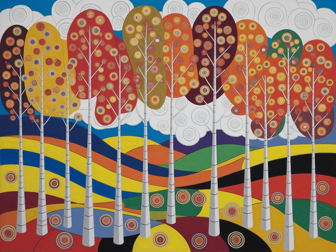 Colorful Forest Painting in Early Modern Style