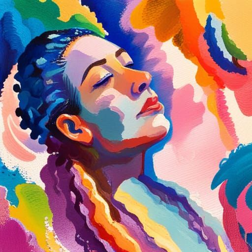 Ethereal Woman in Impressionist Gouache Portrait