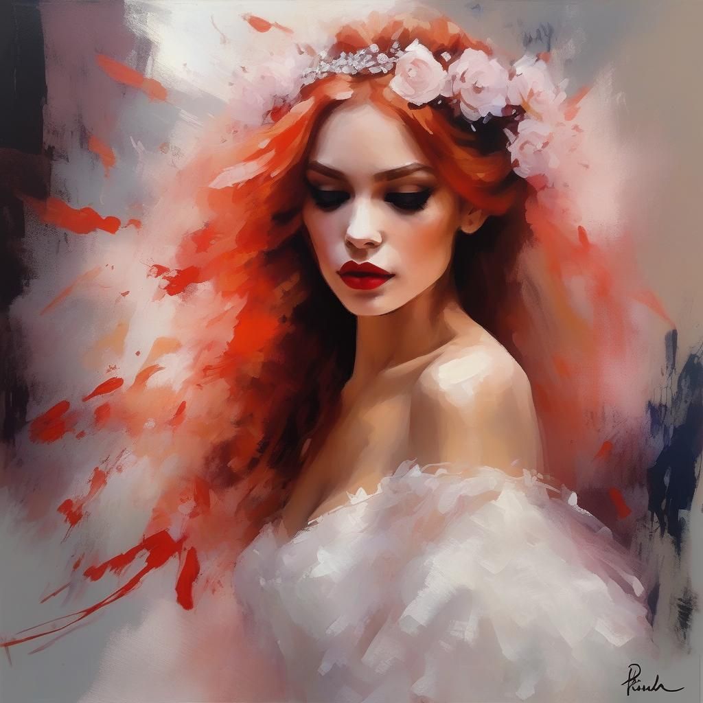 Impressionistic Bride in Tulle with Striking Reflections