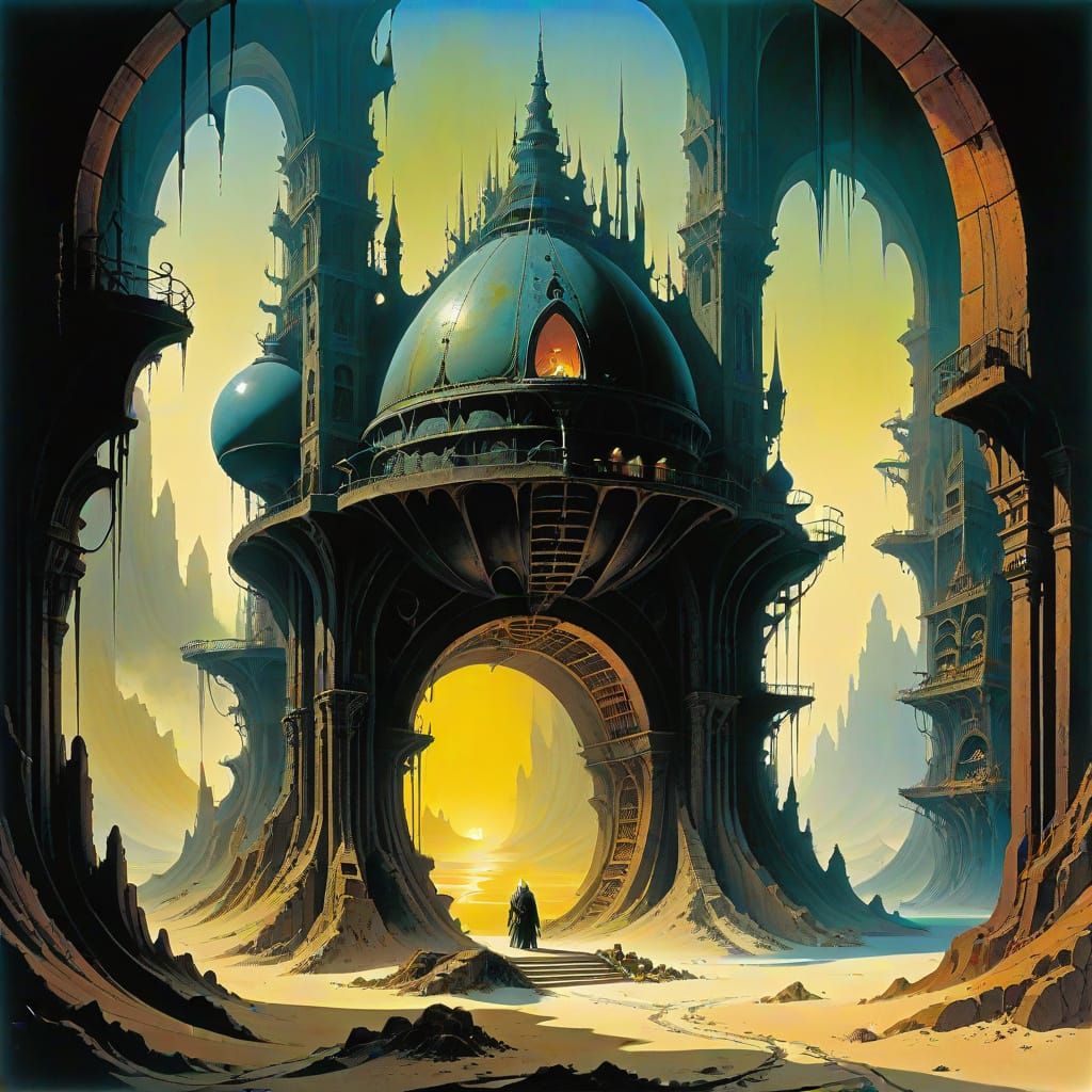 Ancient Alchemical Furnace in Dark Surrealism