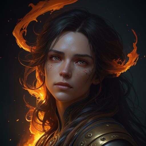 Fiery Portrait Concept Art in Digital Illustration