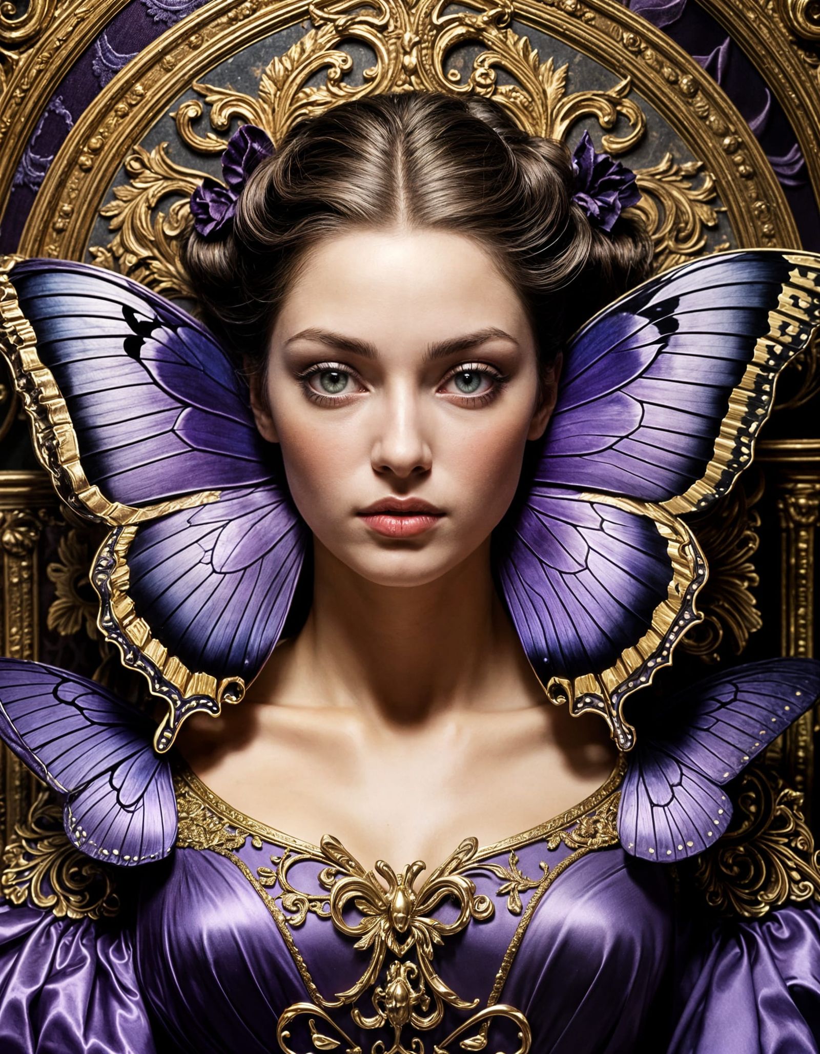 Baroque Eye Portrait in Royal Purple and Gold