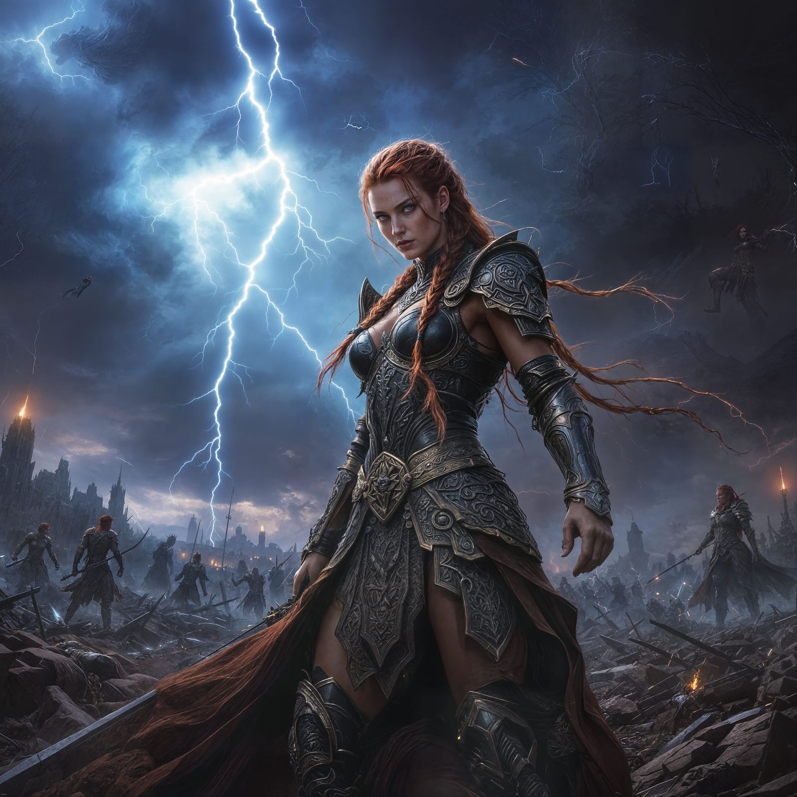 Celtic Queen Warrior in Dark Fantasy Style