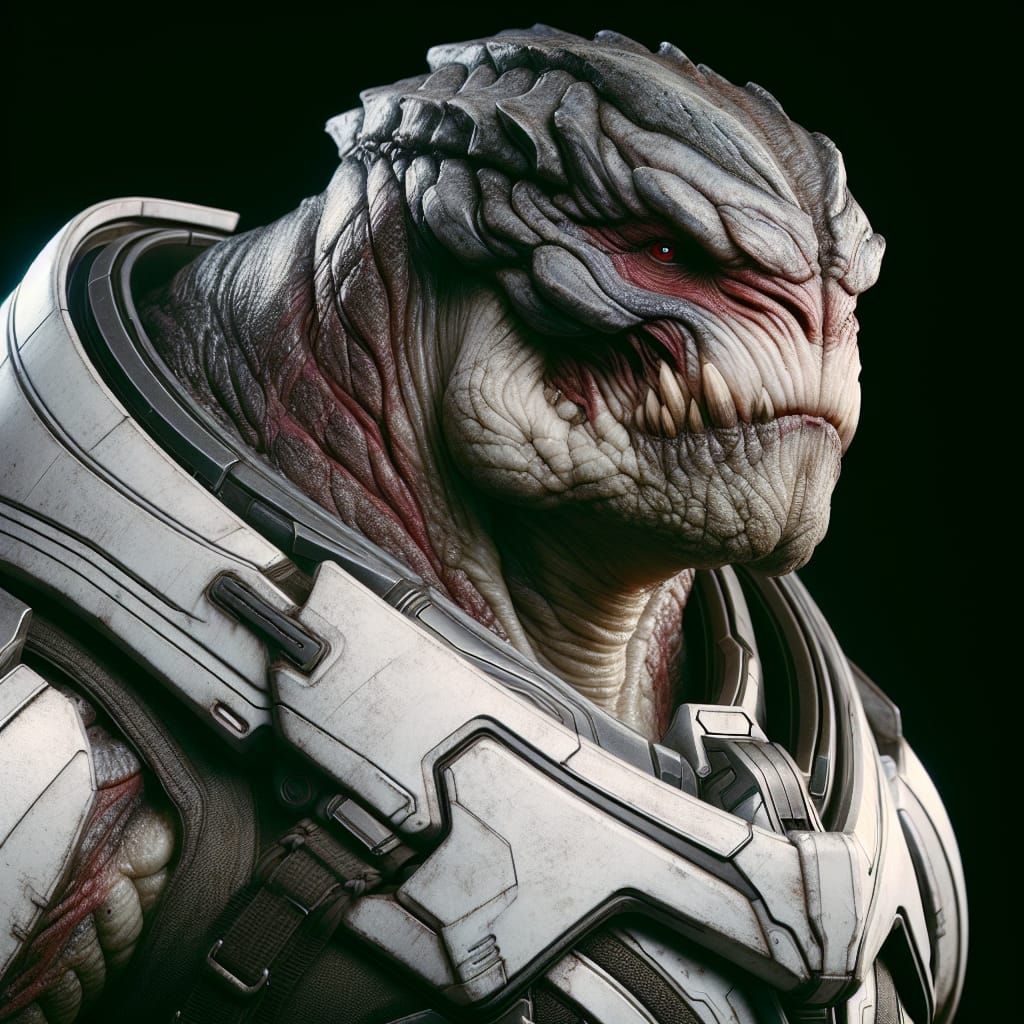 Armored Krogan Warrior in Sci-Fi Style