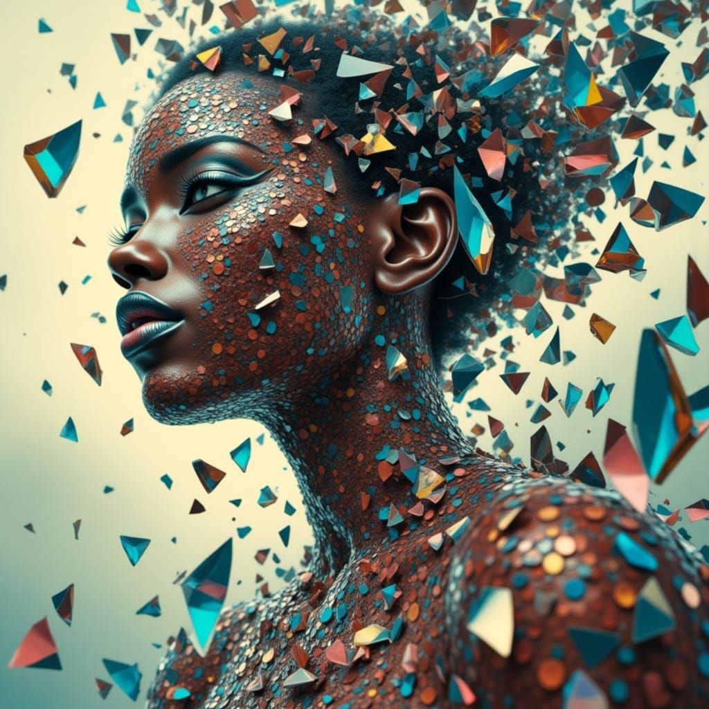 Crystalline Figure in Dystopian Futurism Style