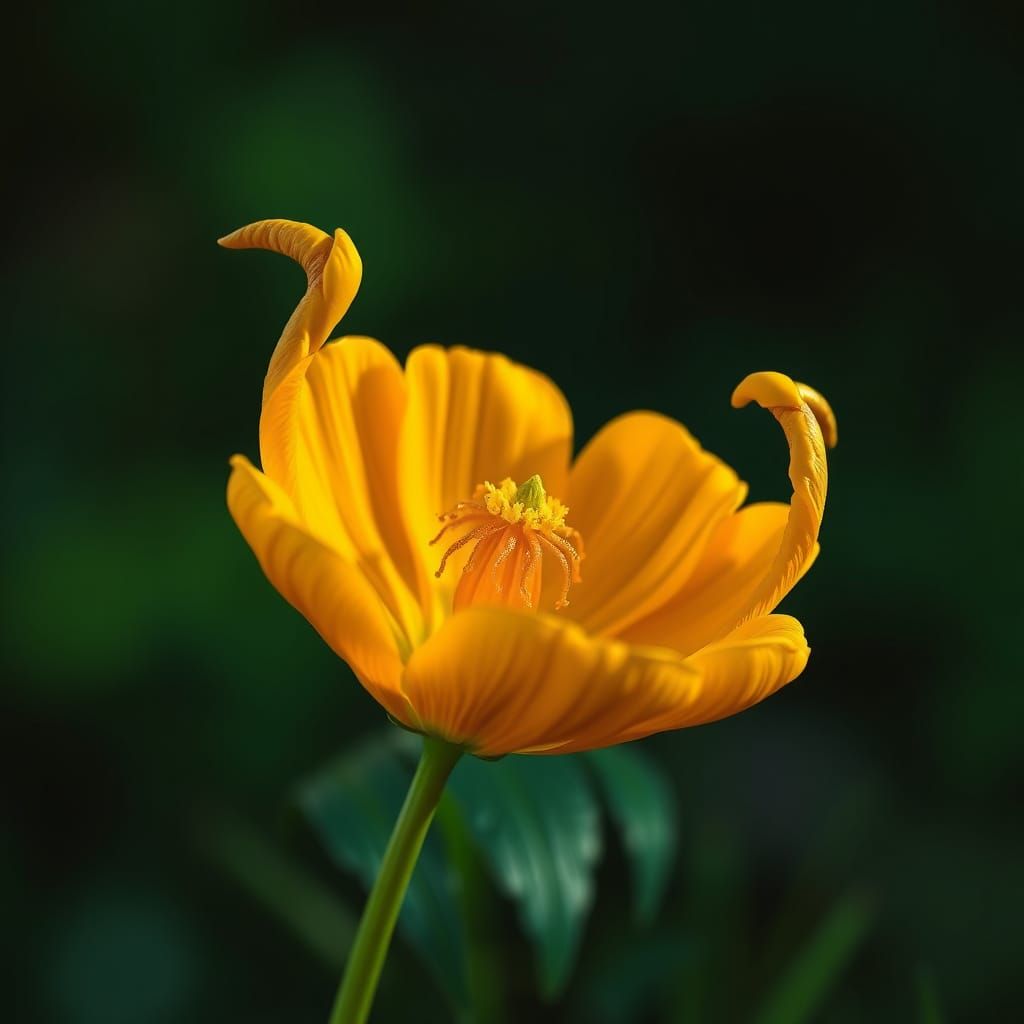 Golden Buttercup Bloom in a Dreamlike Landscape