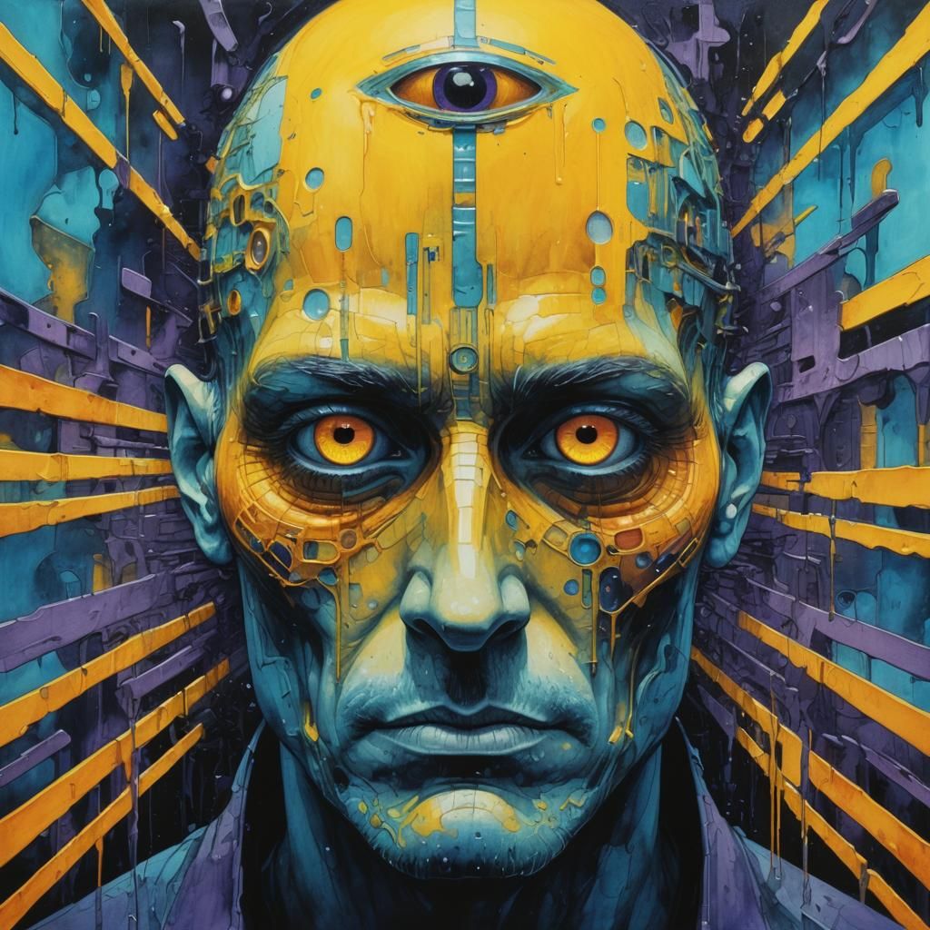 Surreal Eyes in Retrofuturist Gothic Style