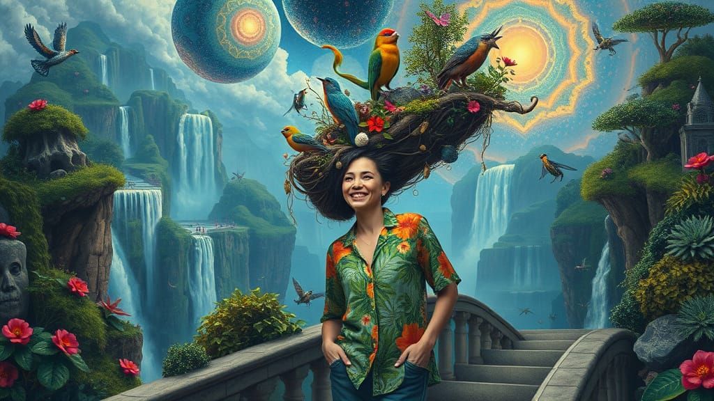 Floating Water City Utopia in Haeckel Style