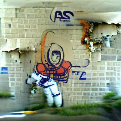 Astronaut Graffiti Art in Urban Style