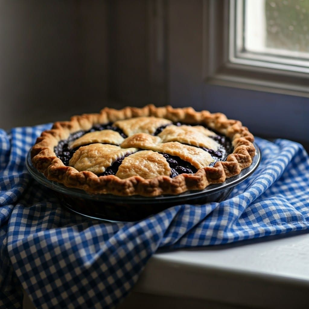 Blueberry Pie with Warm Light, Food Photography