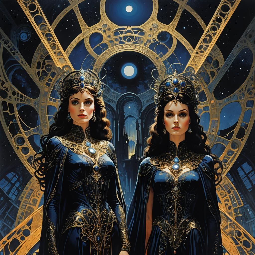 Cosmic Sisters in Druillet-Inspired Styles