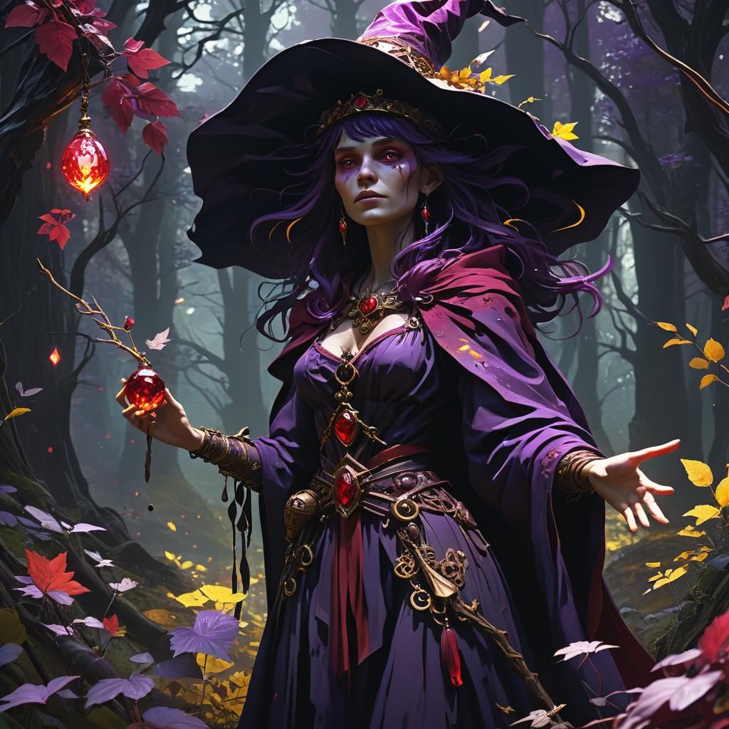 Intricate Forest Witch Dark Fantasy Concept Art