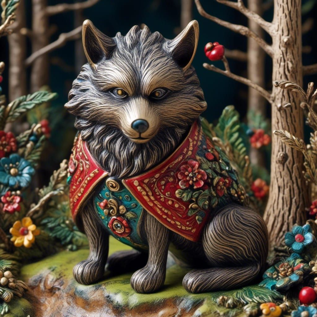 Big Bad Wolf in Forest, Stylized