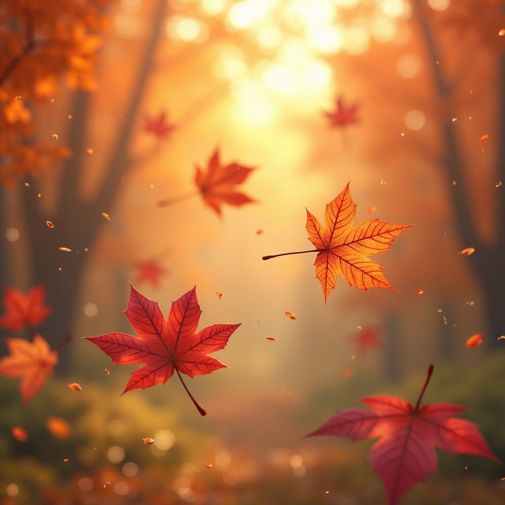 Autumn Leaves Frozen in Time: Anime-Inspired 3D Art
