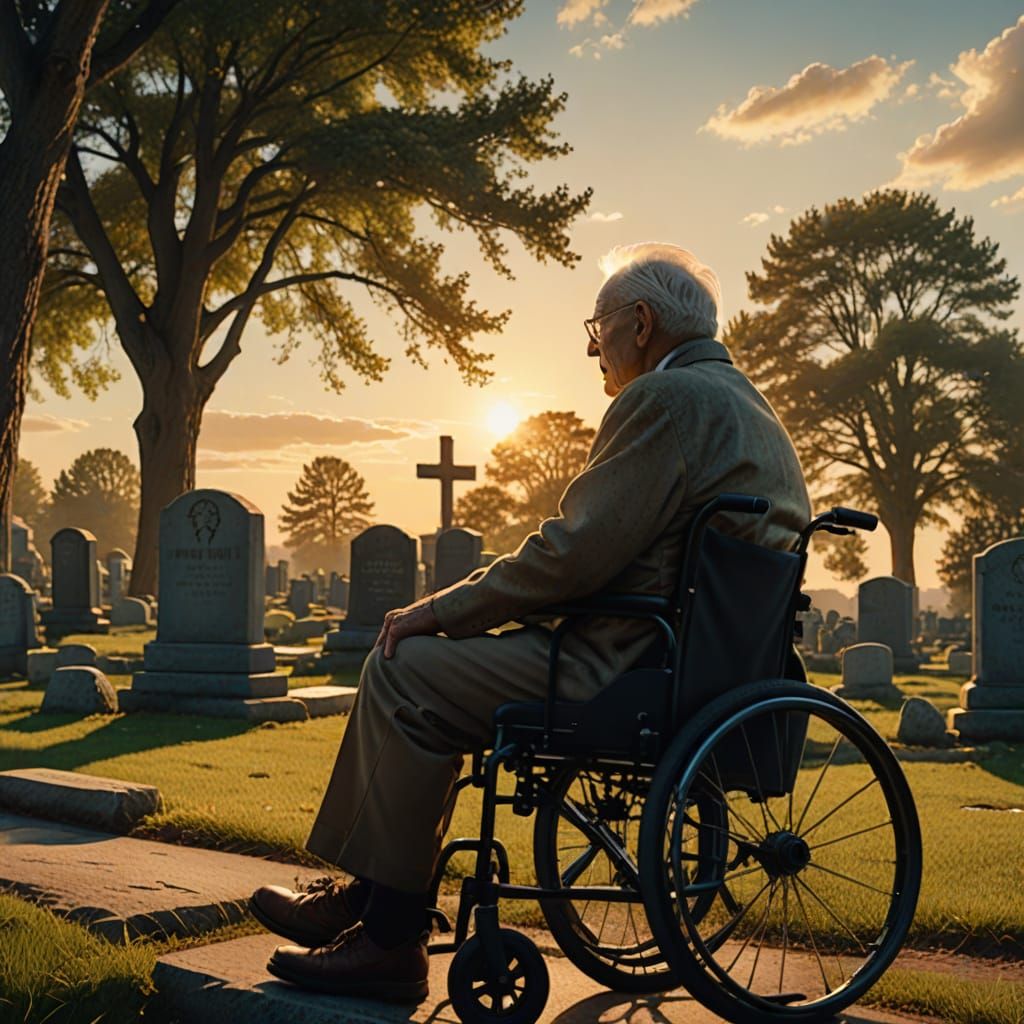Sunset at VA Cemetery: Hyperrealistic Rendering