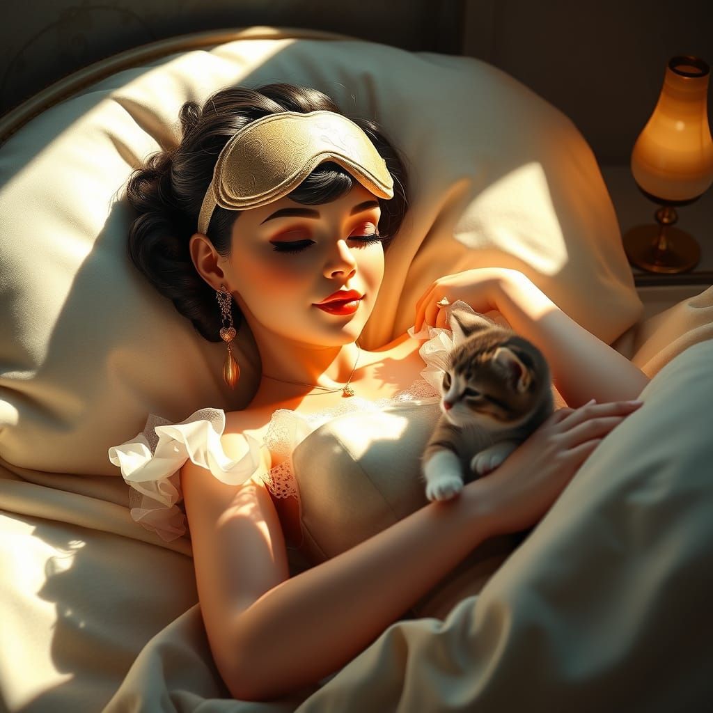 Elegant Morning Awakening in Luxury Art Nouveau Style