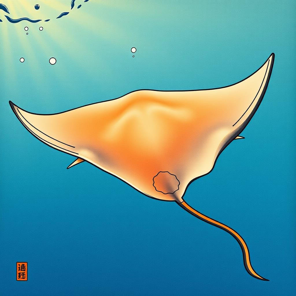 Majestic Stingray in Traditional Japanese Style