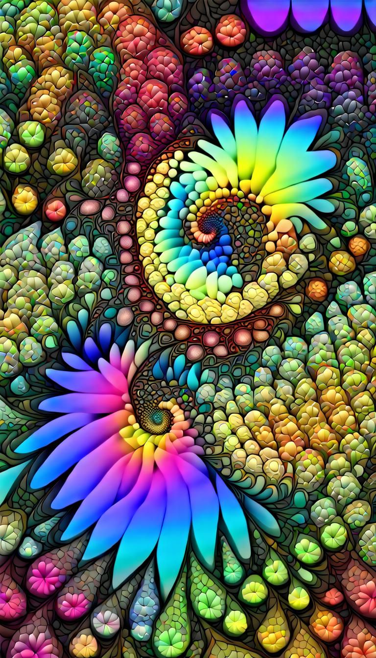 Neon Zentangle Fractal Art for Mental Clarity