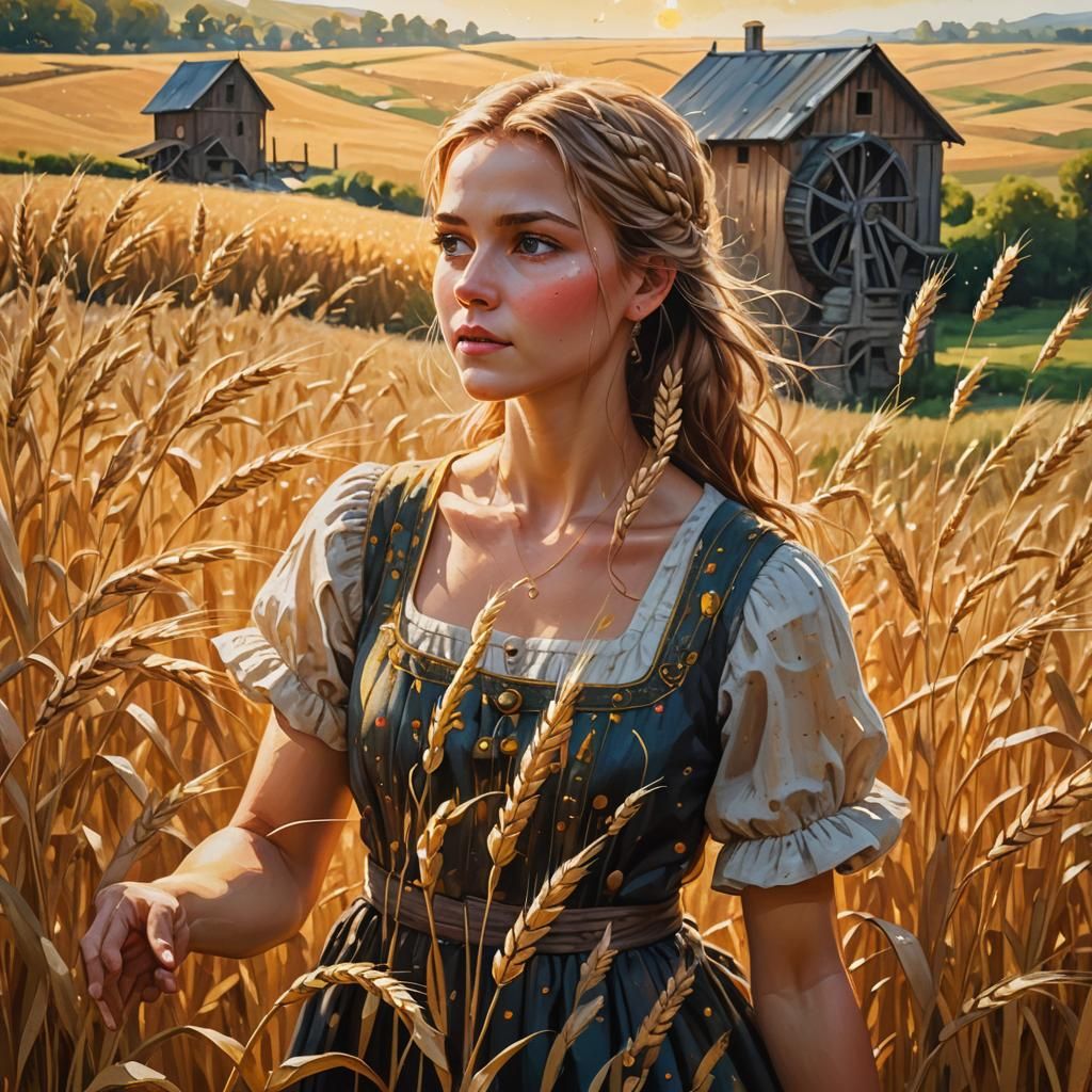 Animated Wheat Field in Vibrant Oil Painting Style