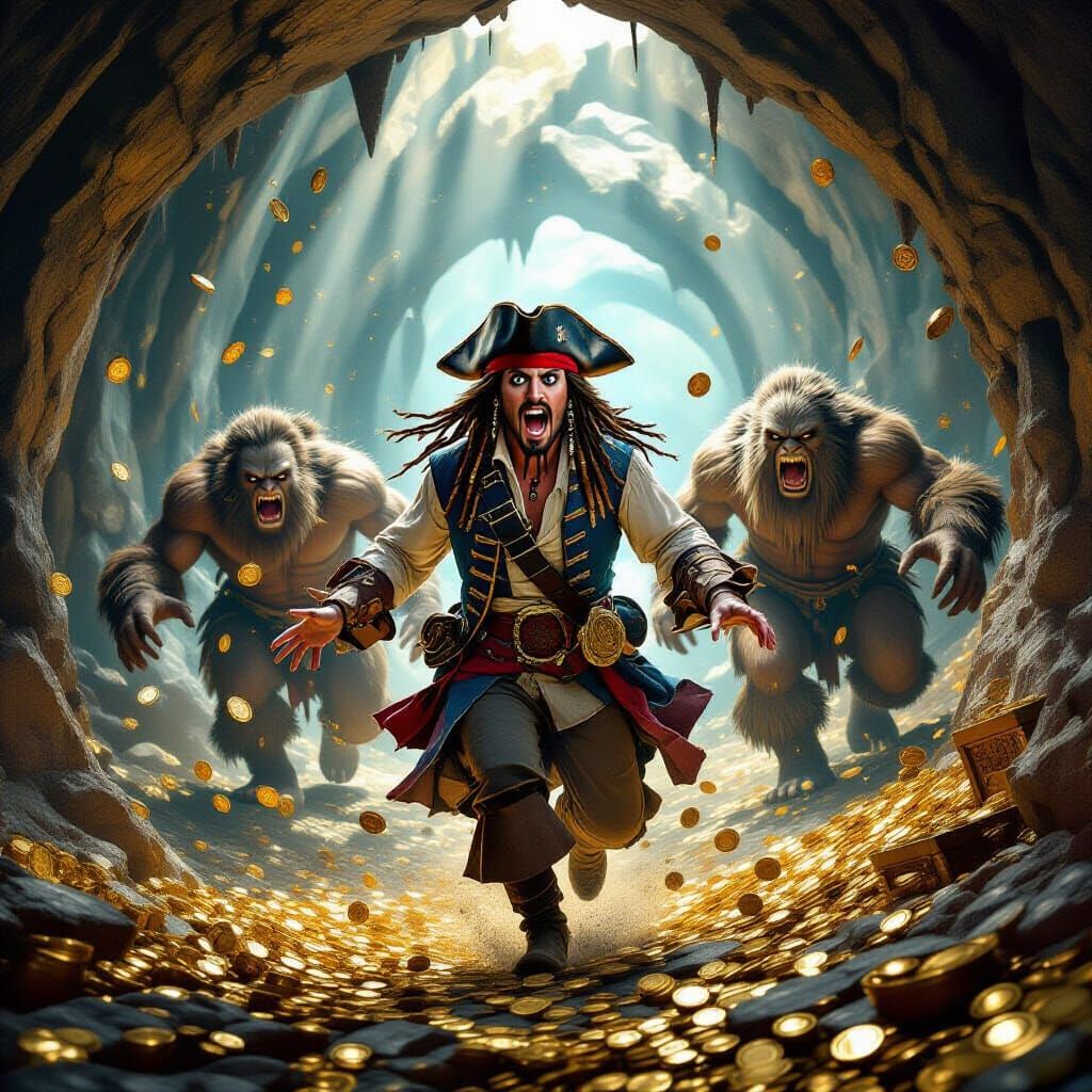 Jack Sparrow's Hasty Escape from Yeti Cave