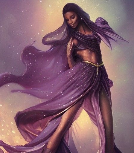 Elegant Jedi Woman in Twirling Purple Robes