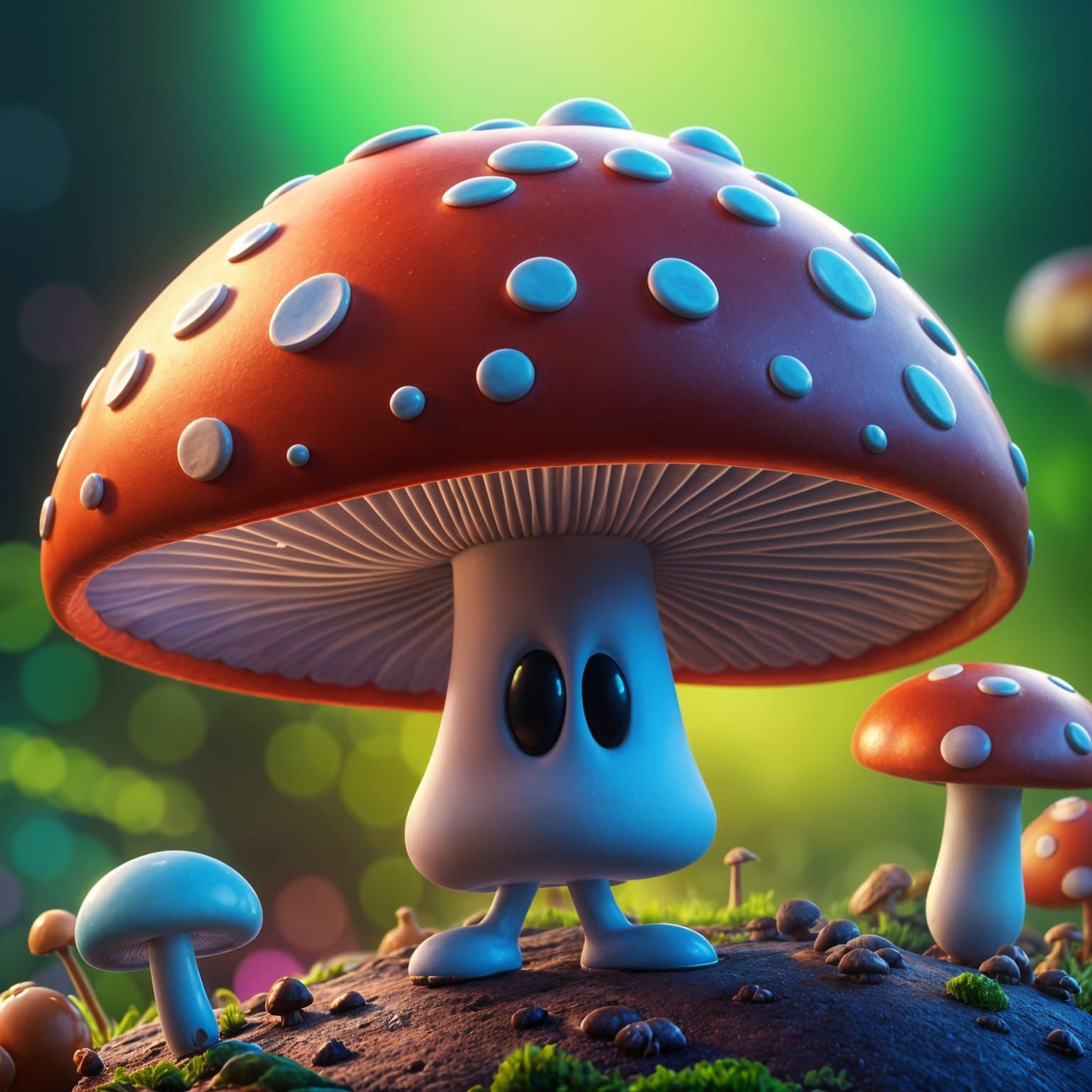 Mushroom Fungi Person: Pixar-Style 3D Digital Art