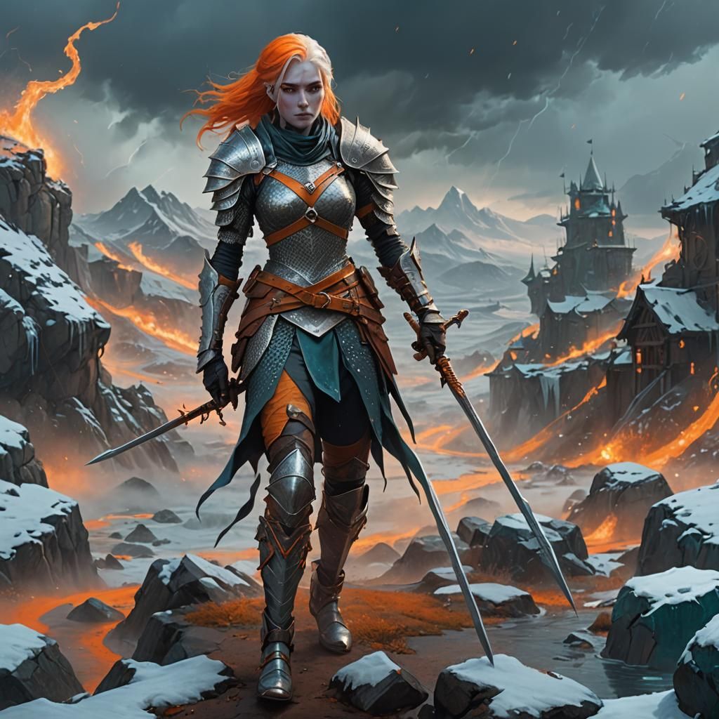 Detailed Drow Warrior in Chainmail, Digital Art