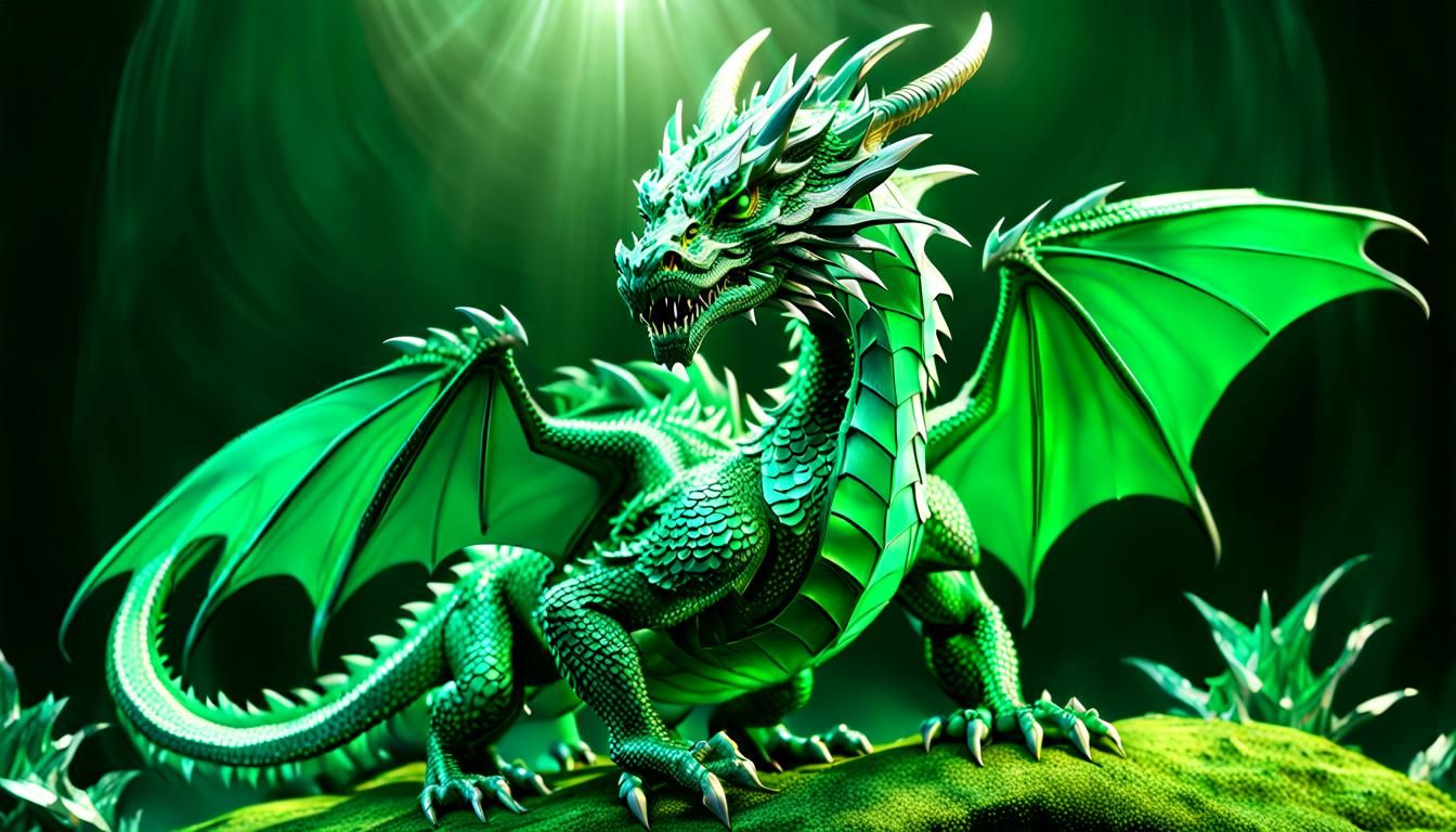 Crystalline Dragon and Baby: 3D Render