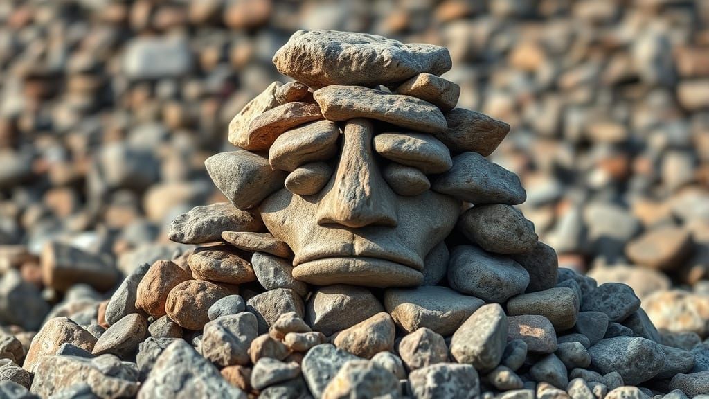 Mysterious Rock Portrait in Realistic Style