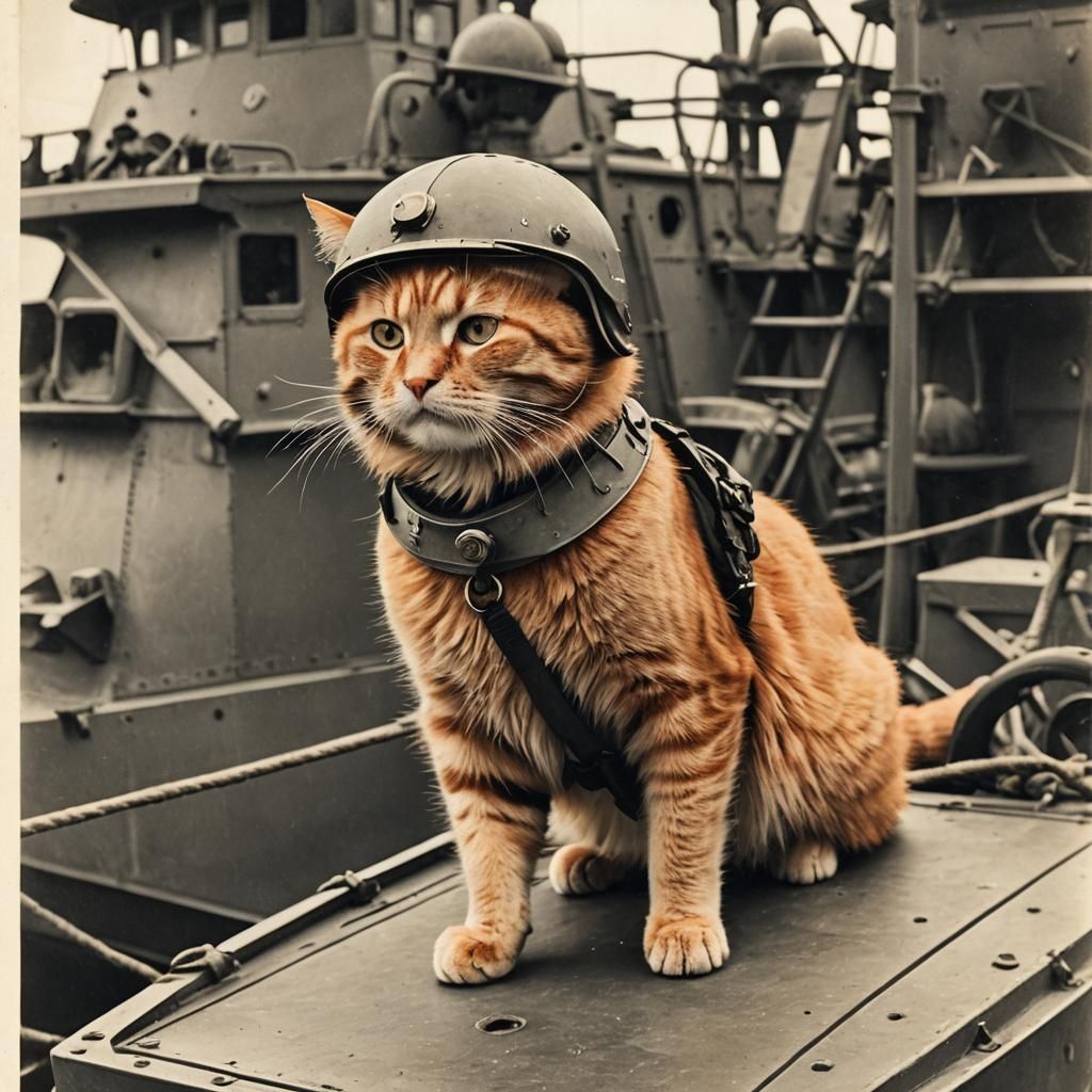 Orange Cat Captain on Patrol Boat