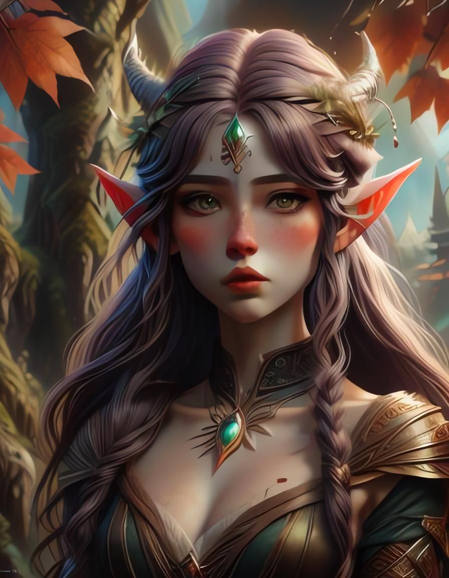 Realistic Elf Portrait in Classical Style