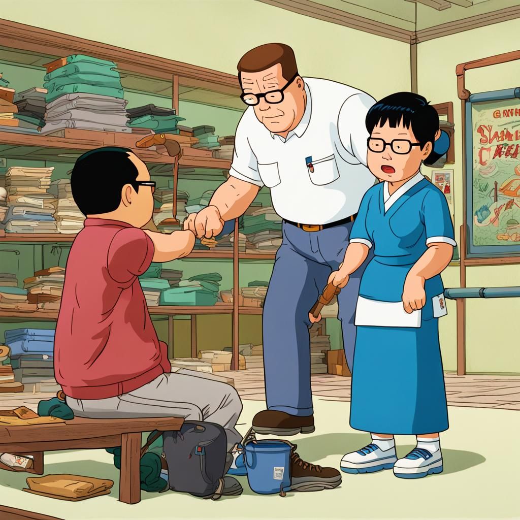 Cartoon Hank Hill Spanking Asian Women